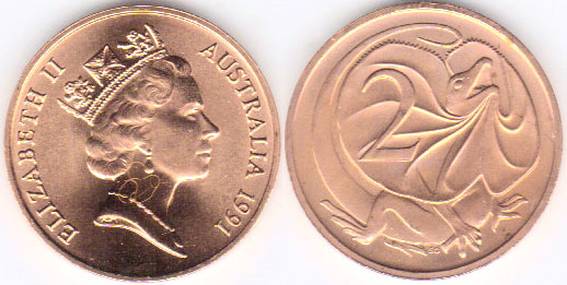 1991 Australia 2 Cents (chUnc) A001395